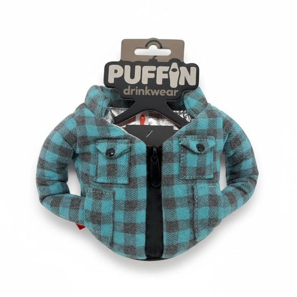 Puffin Drinkwear Other - Puffin Drinkwear Flannel Plaid Shirt Can Cooler Cozy Fits‎ 12oz 16oz Cans NWT